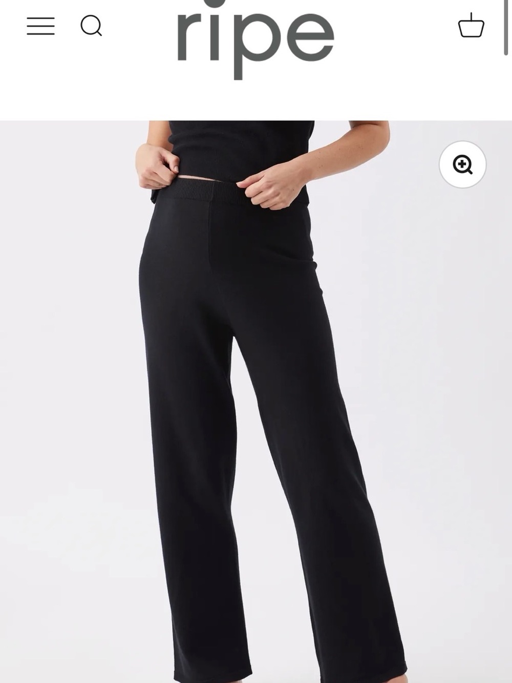 Ripe Women's Maternity Black Wide-Leg Knit Pants